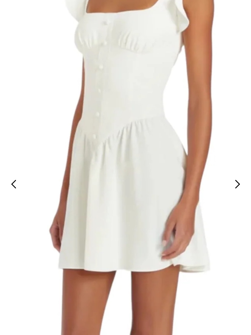 Amanda Uprichard White Holland Mini Dress with Ruffled Shoulders - Picture 4 of 7
